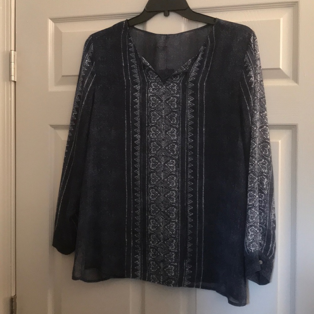 NWT Vince Camuto sheer navy blouse